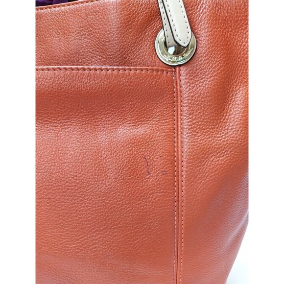 Michael Kors Jet Set Salmon Orange Pebbled Leather Double Handle Tote Bag - Picture 7 of 16